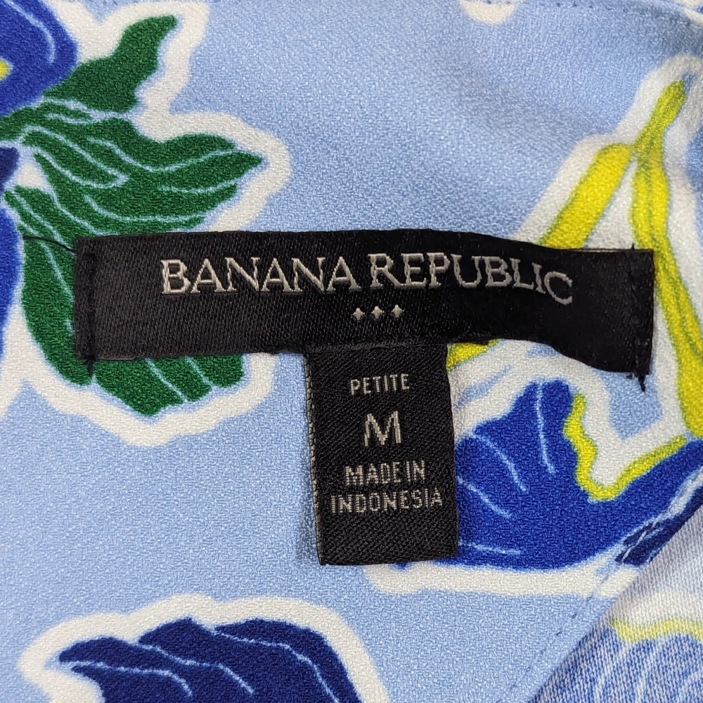 Banana Republic Floral Split Tie-Sleeve Shift Swing Dress Women's M Petite - Picture 5 of 12